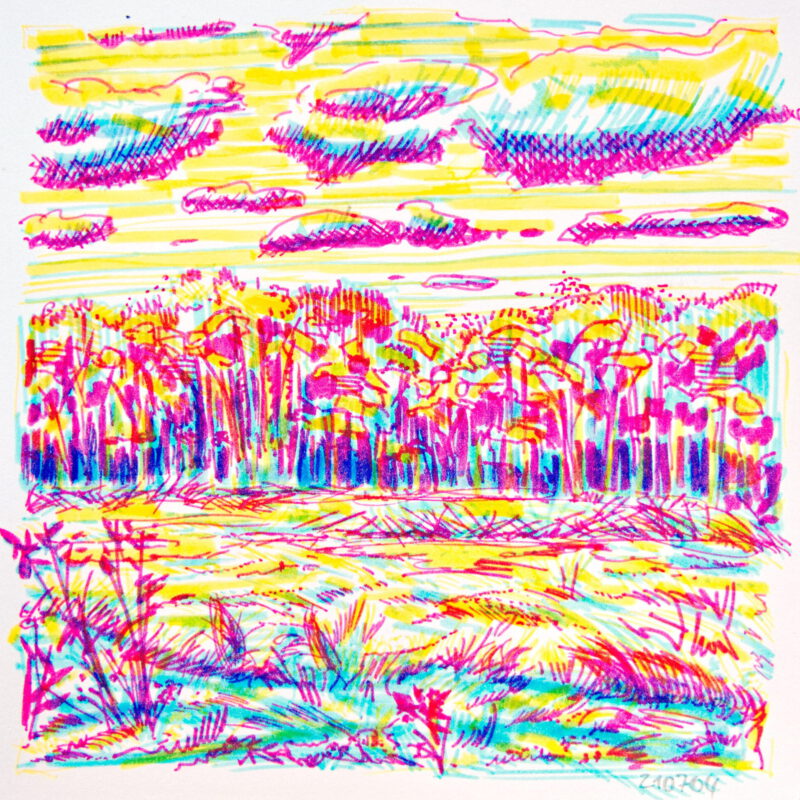 Expressive Zeichnung von Enno E. Peter: Lichtung